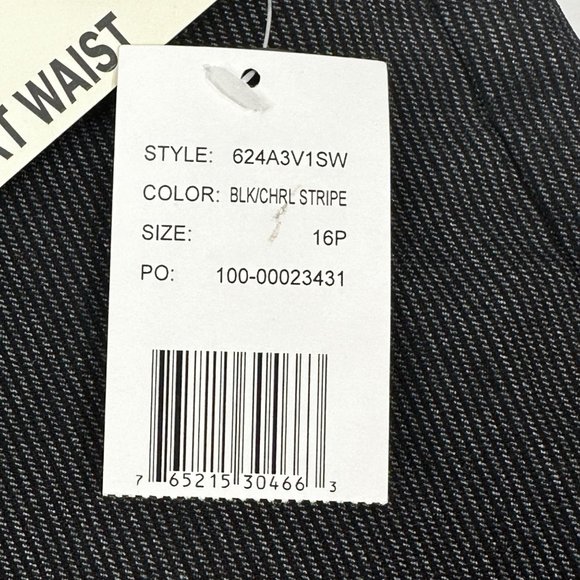 Studio Works Women's Size 16 Petite Briggs Pant Slimming Striped Black Charcoal - Picture 4 of 16
